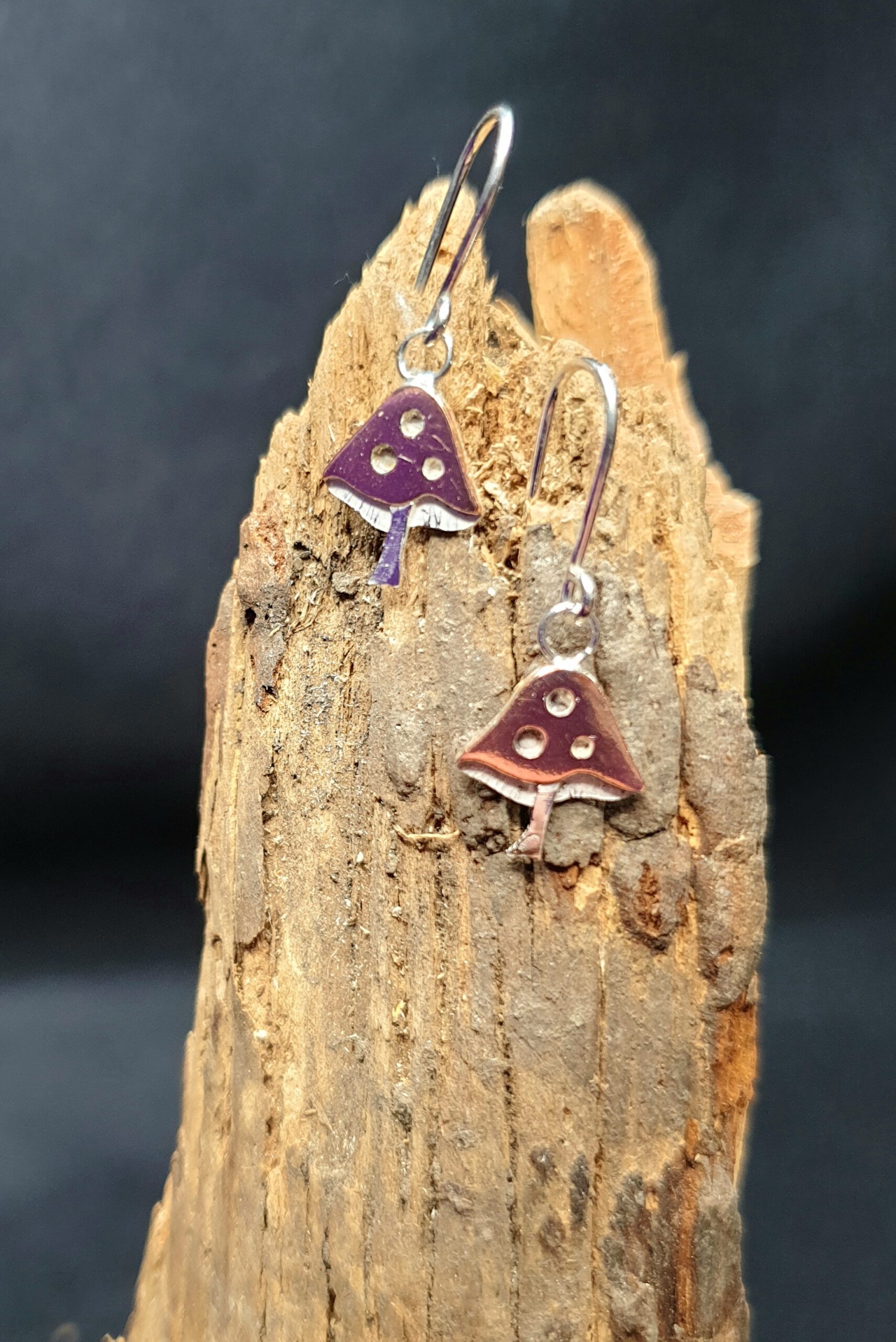 Handmade Toadstool Dangly Drop Earrings - Image 2