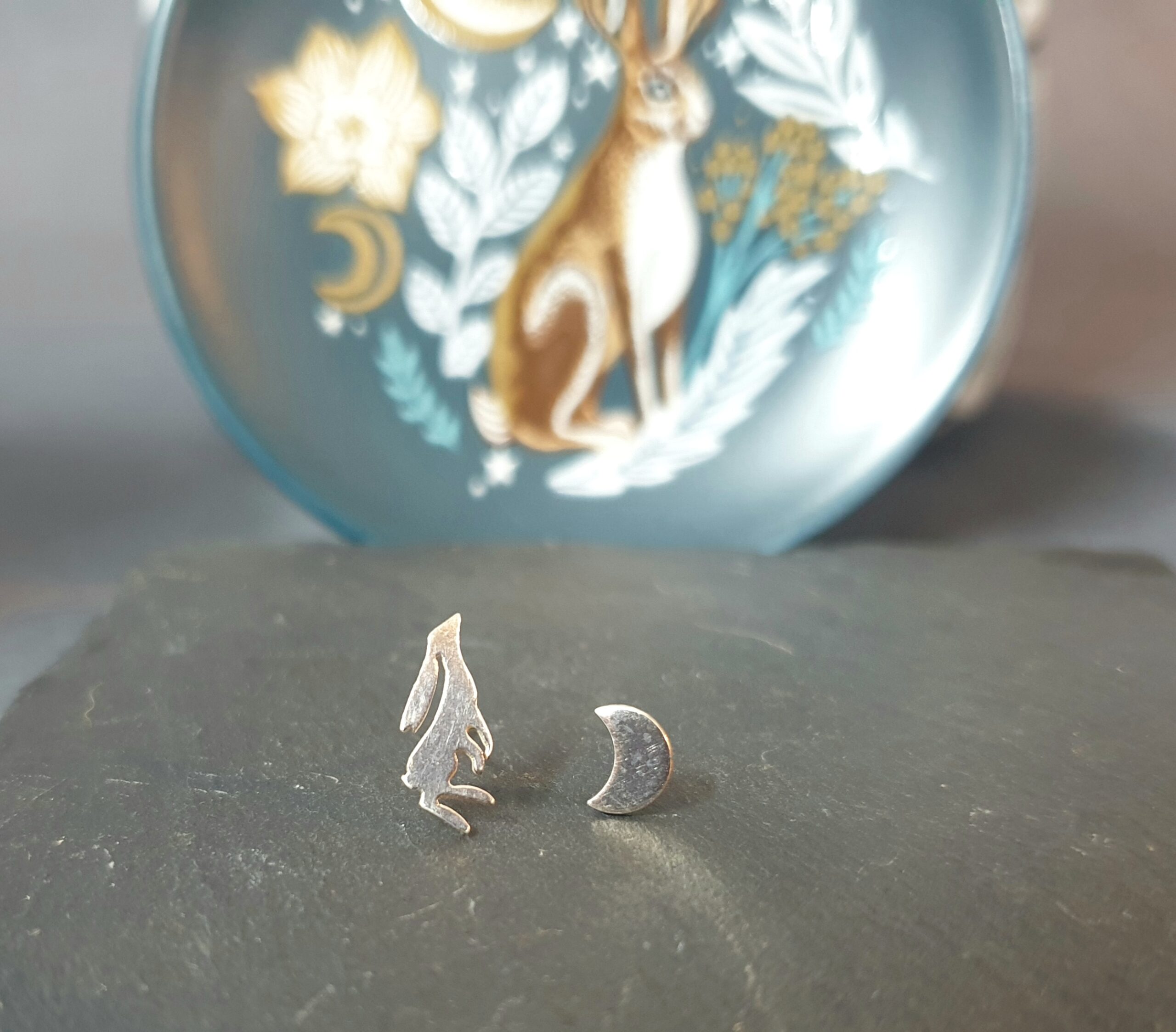 Moon Gazing Hare Studs