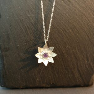 Lotus Flower & Amethyst Pendant