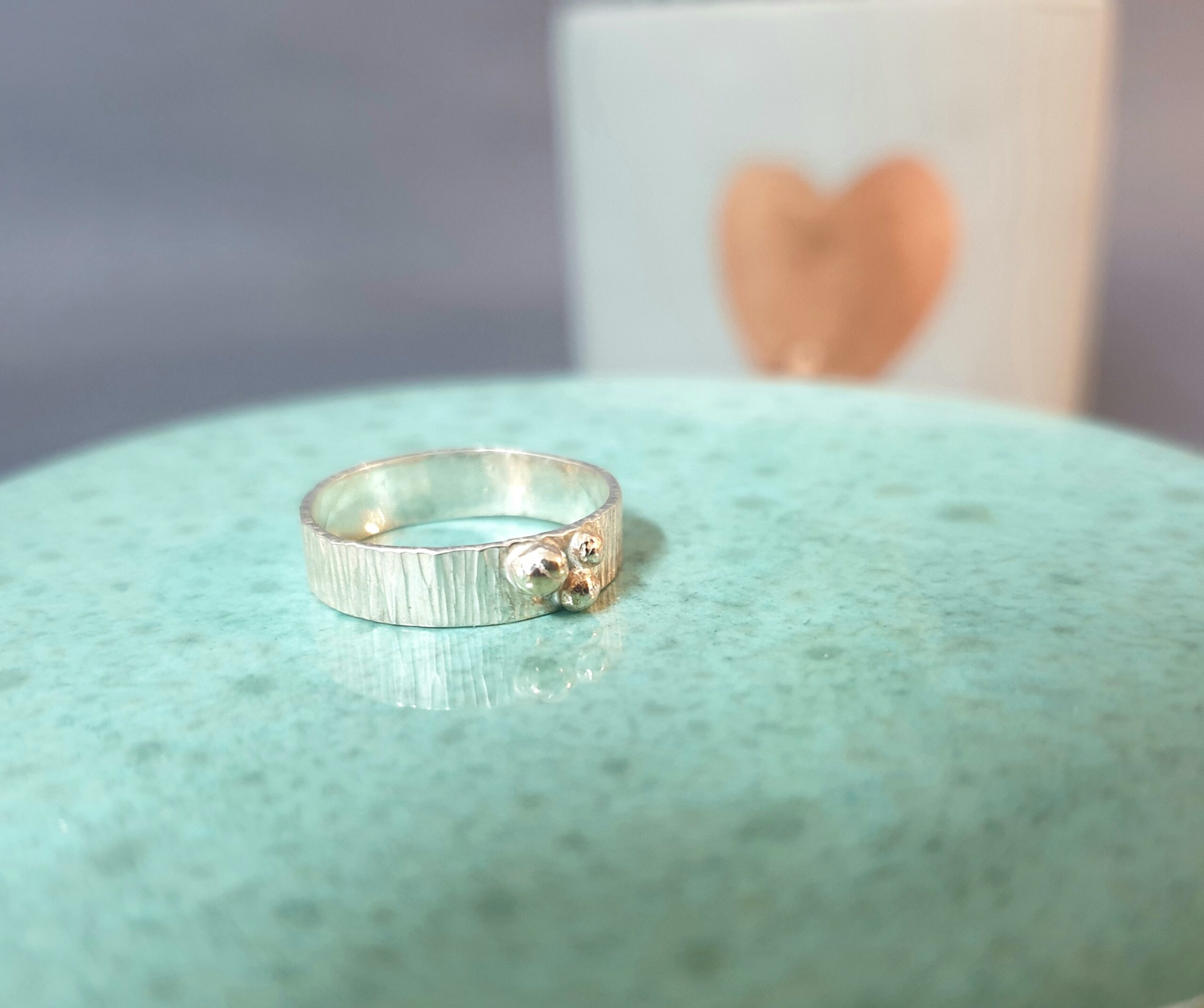 Wide Textured Ring with Golds Balls - Image 5