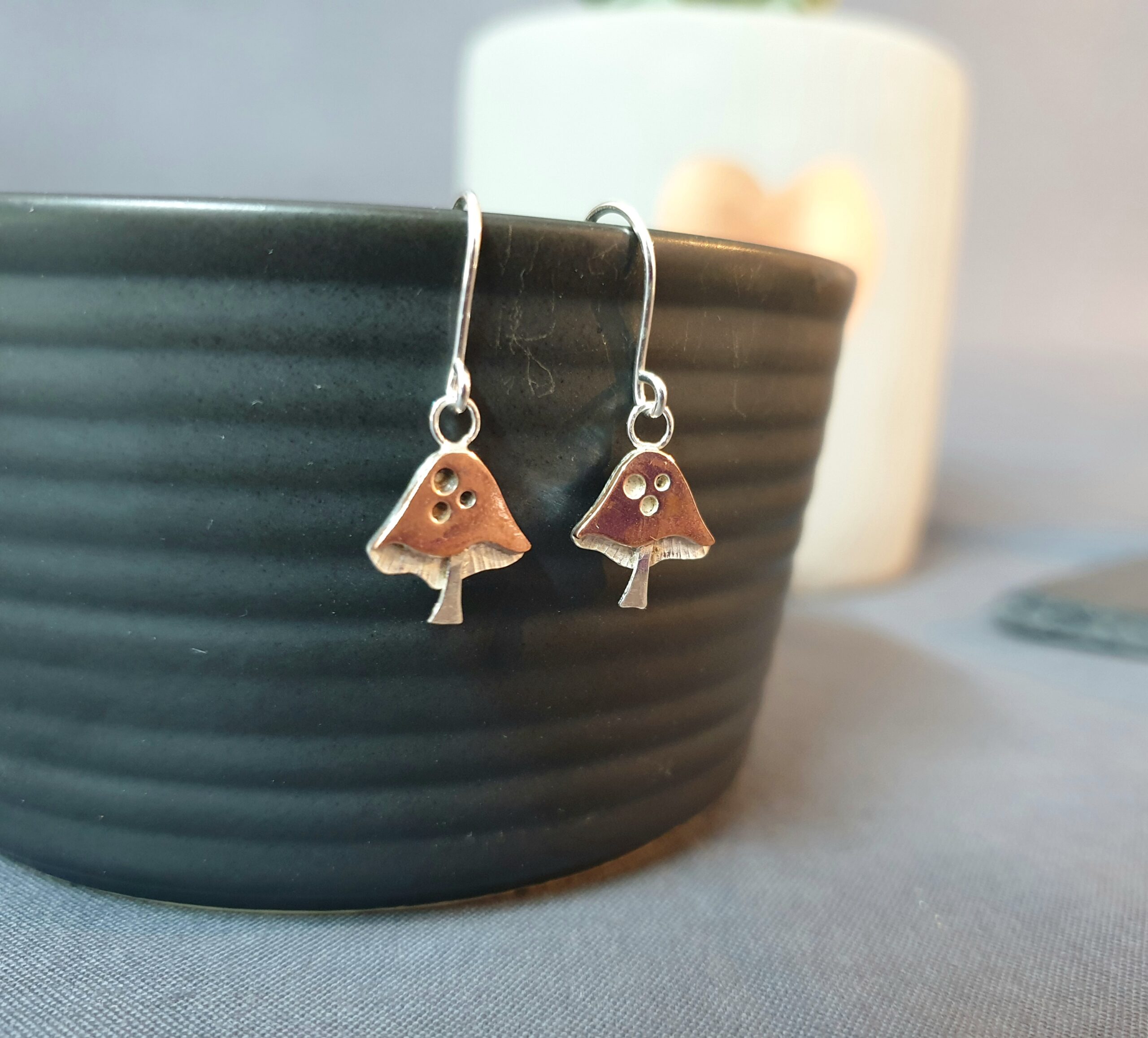 Handmade Toadstool Dangly Drop Earrings