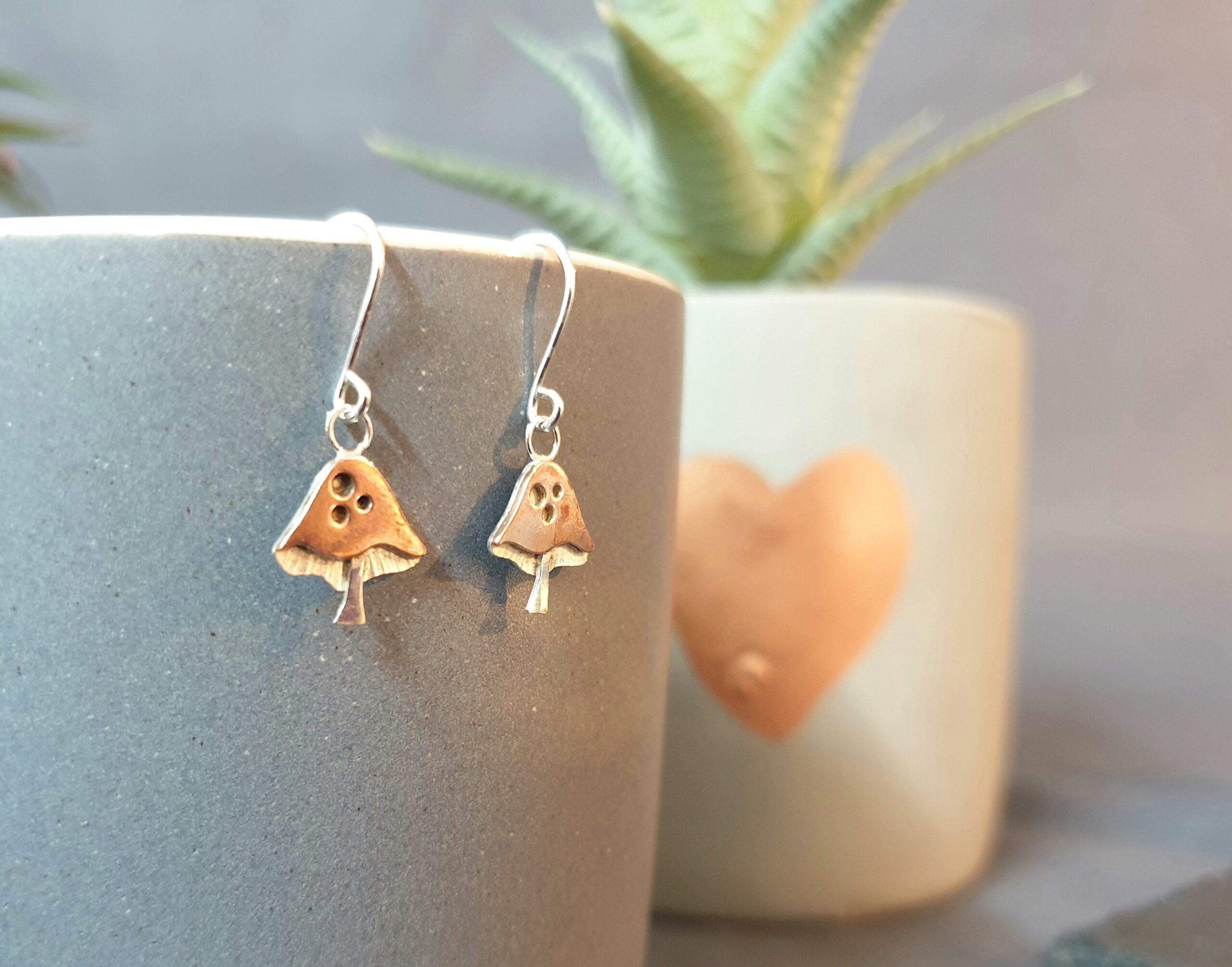 Handmade Toadstool Dangly Drop Earrings - Image 3