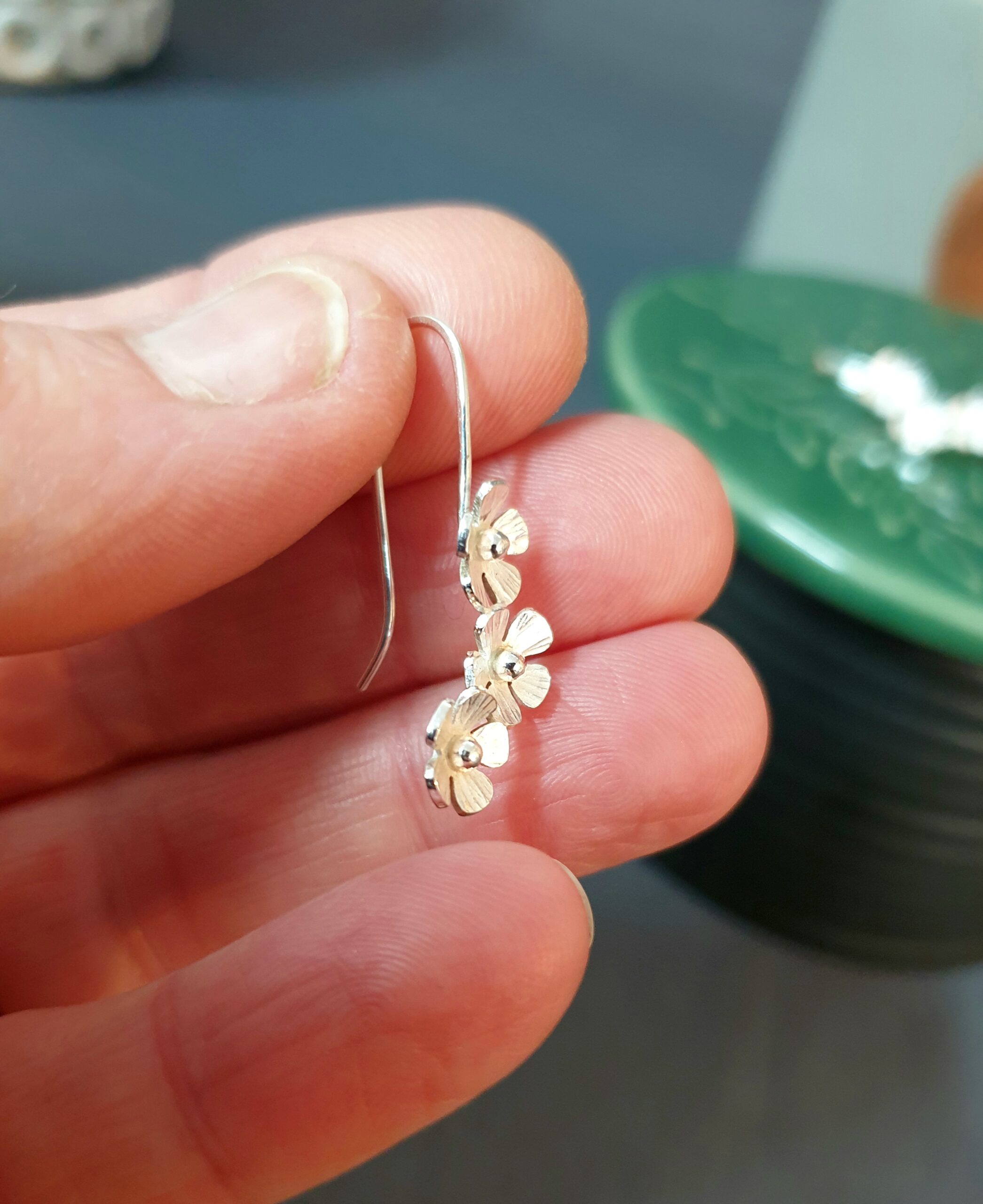 Triple Flower Drop Earrings - Image 4