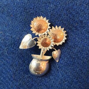 Silver Sunflower Brooch