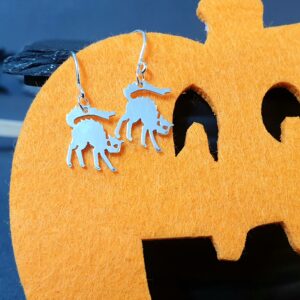 Halloween Witches Familiar Cat Drop Earrings