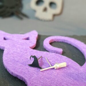 Halloween Witches Hat & Broomstick Studs
