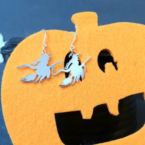 Halloween Witch & Broomstick Drop Earrings