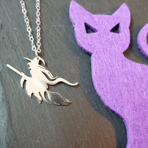Halloween Witch on a Broomstick Necklace