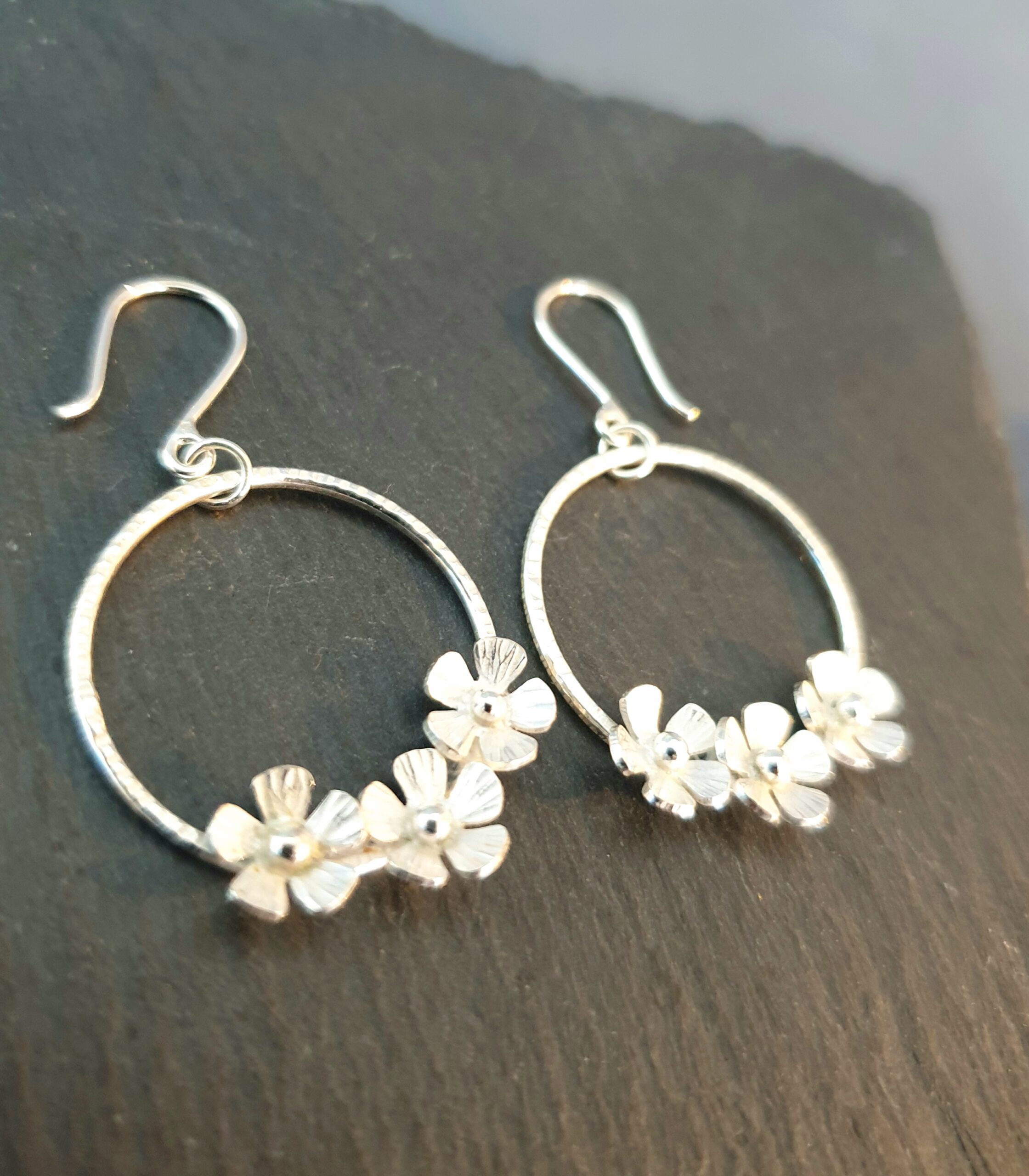 Floral Hoop Drop Earrings - Image 4