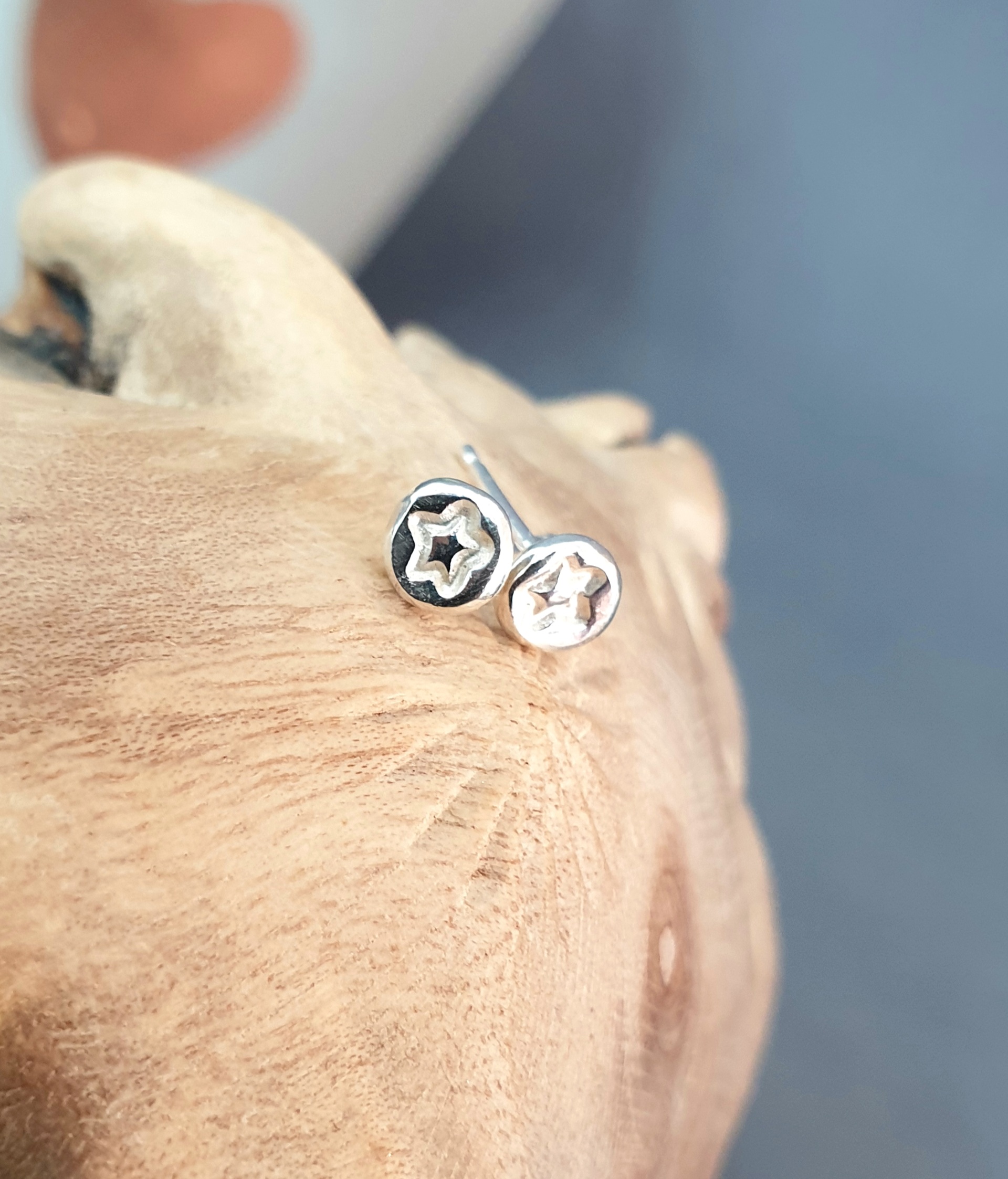 Tiny Star Stamp Stud Earrings - Image 2