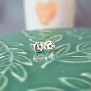Tiny Star Stamp Stud Earrings