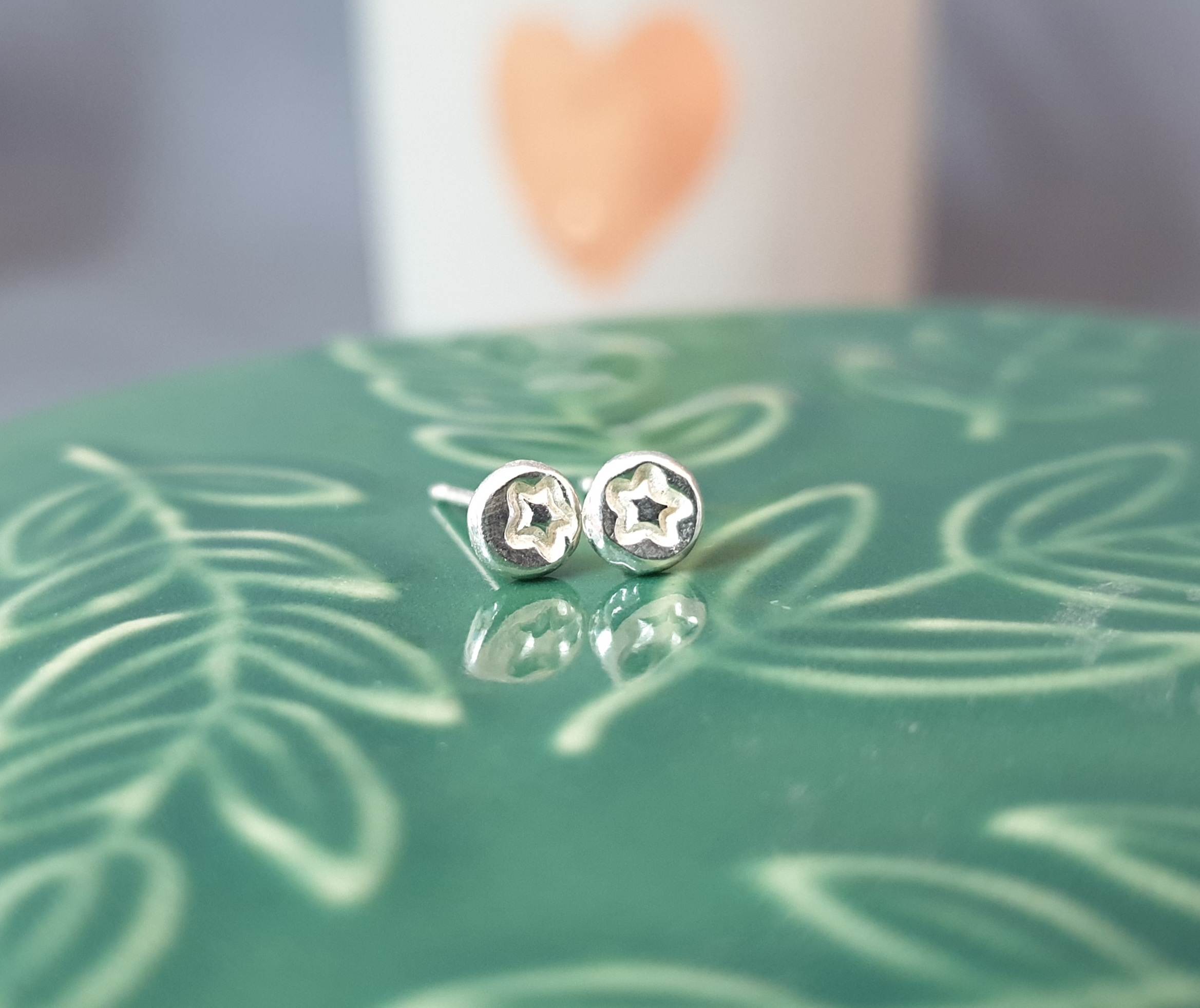 Tiny Star Stamp Stud Earrings