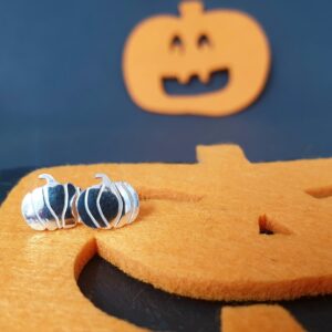 Silver Pumpkin Stud Earrings